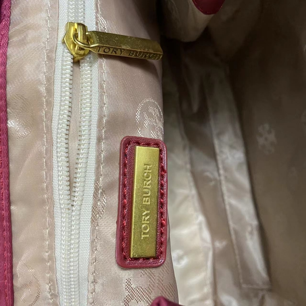 🍷Tory Burch Ella Logo Tote Bag Burgundy - Picture 6 of 6